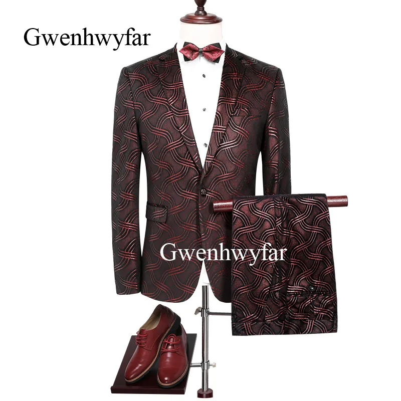 Уникальный бархатный блейзер Gwenhwyfar с отложным воротником и брюками бордового
