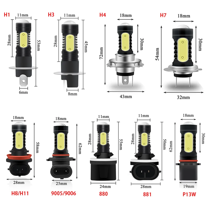 KEVANLY Автомобильная противотуманная фара H16 5202 LED H1 H3 H4 H7 H8 H11 9005 9006 880 881 P13W HB3 HB4 COB