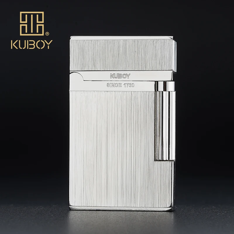 Высококачественная брендовая газовая зажигалка KUBOY белый матовый никель