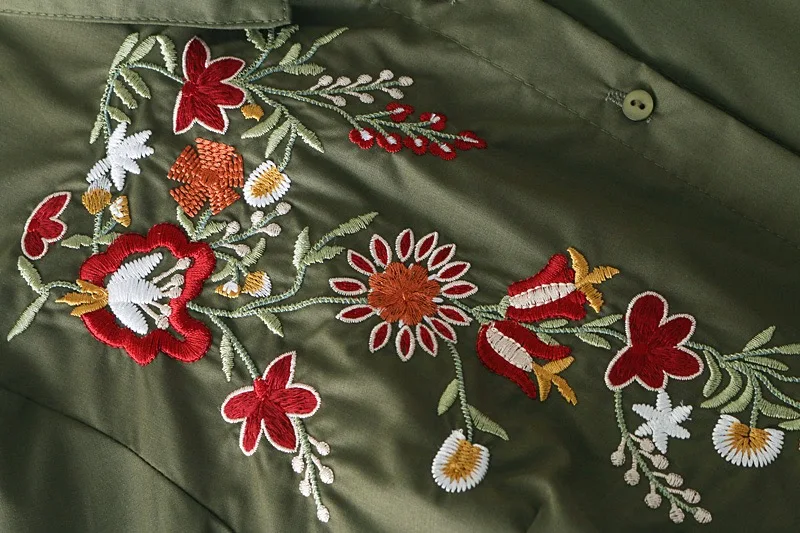 Женская блузка с цветочной вышивкой VOGUEIN белая зеленая черная длинная рубашка