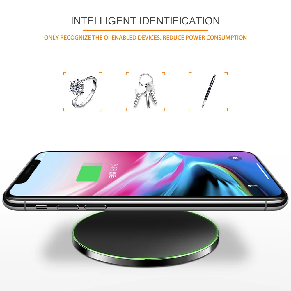 Беспроводная зарядная станция Qi для iPhone X 8 10 Вт быстрая зарядка Samsung S8/S8 +/S7 Nexus5 Lumia