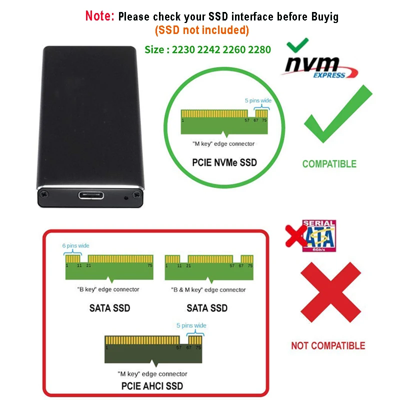 NVMe PCIE USB3.1 HDD корпус M.2 к USB 3,1 Тип C M ключ SSD корпус для жесткого диска внешний HDD чехол/PCIE SSD коробка