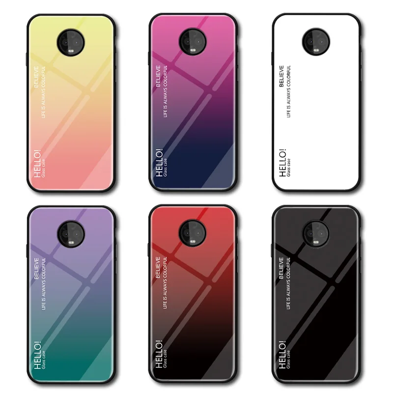 Для Motorola Moto G5S жесткая закаленная стеклянная силиконовая рамка градиентная