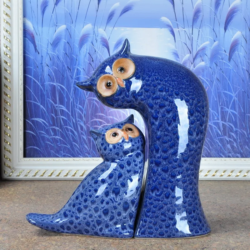 Абстрактные фарфоровые статуэтки для влюбленных Совы ручной работы