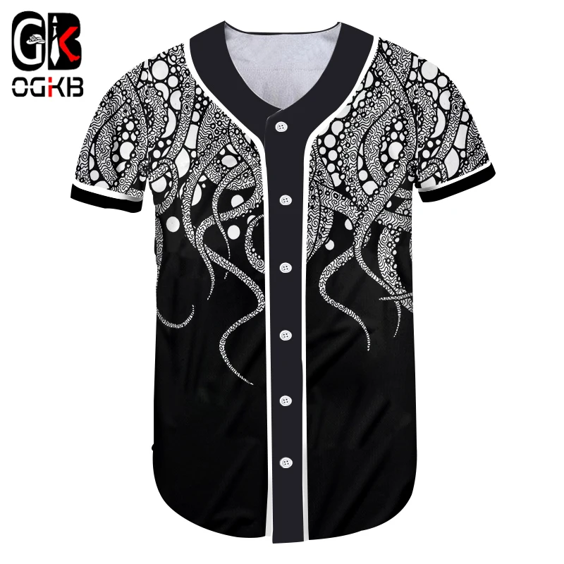OGKB летняя футболка с 3D принтом Осьминог рыба Бейсбол Мужская/женская коротким