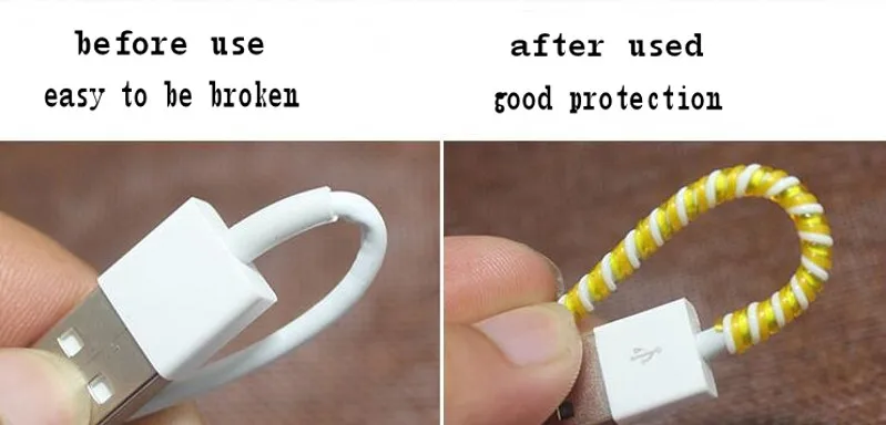 10 шт./лот 55 см цветной однотонный тпу спиральный USB кабель для зарядки протектор
