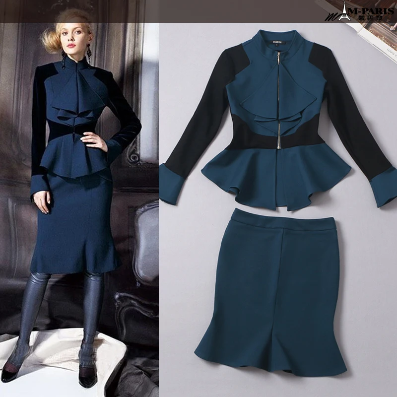 2018 осеннее и зимнее Новое модное женское платье большого размера OL костюм из двух