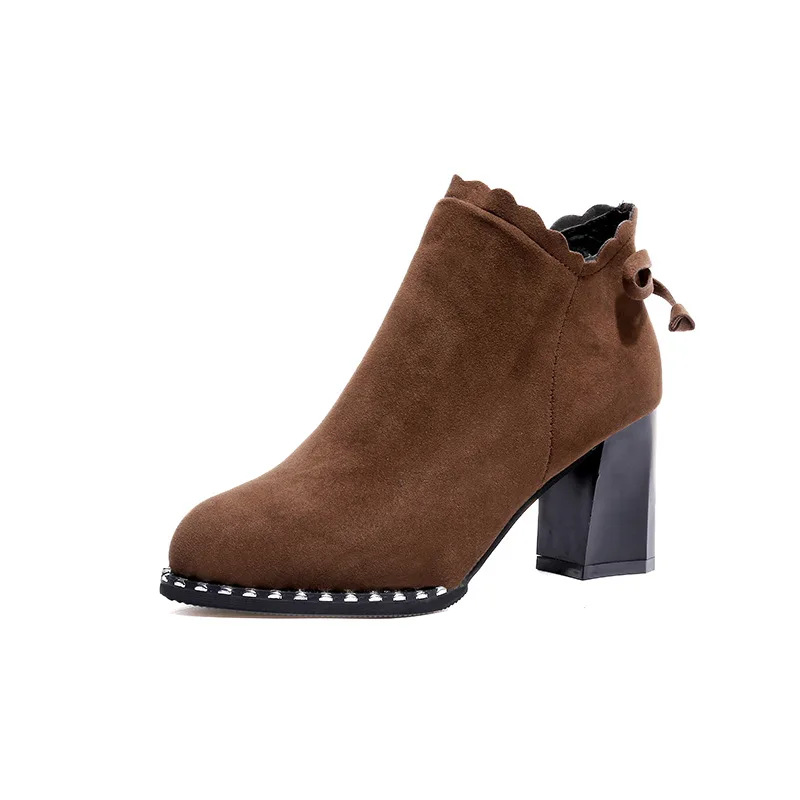 vintage Autumn Ankle Boots Fashion High Heel Shoes Women Chunky Heels Back Zipper Female Plus Size Short Boot For Laides Botas | Обувь
