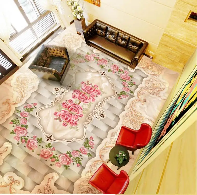 Европейский Красиво Элегантный 3d Пол художественный пользовательский виниловый