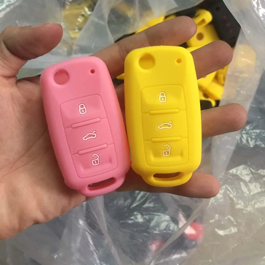 10 шт. цветов силиконовый чехол для ключей от машины Vw Jetta Golf Passat Beetle Polo Bora 3 кнопки