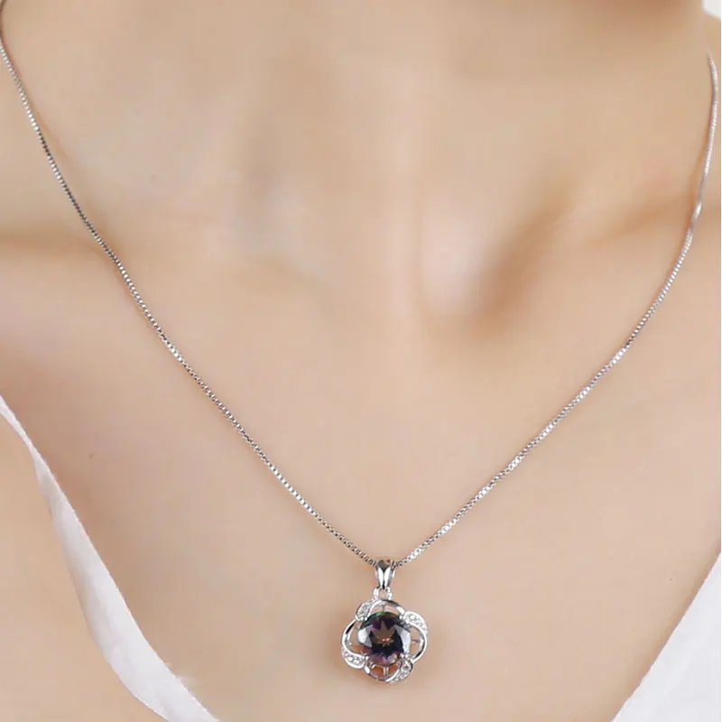 ZHIXI 925 серебряное ожерелье кулон для женщин драгоценные Камни натуральные