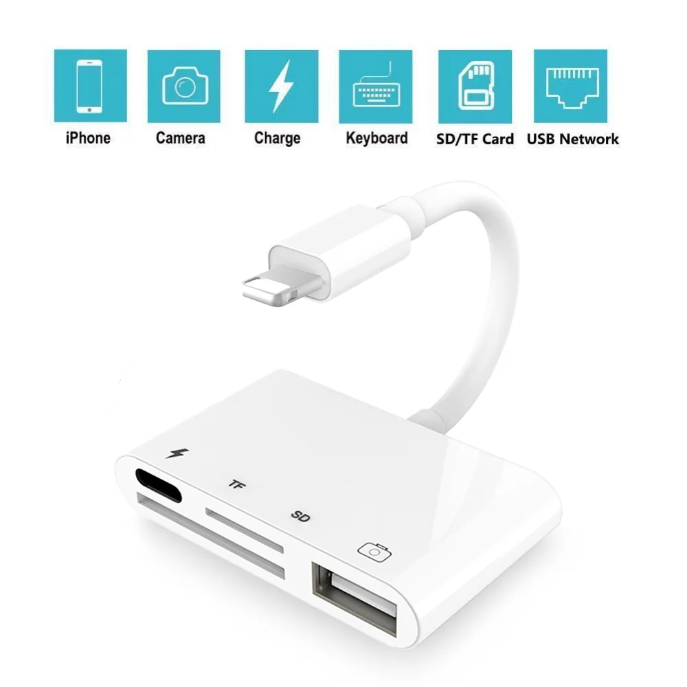 

4 в 1 устройство для чтения Micro SD карт памяти для камеры Адаптер Lightning к USB для iPhone 13 12 pro 11 XS MAX 7 8X5 6