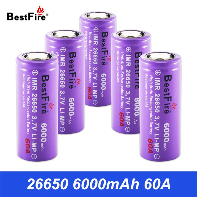 26650 аккумуляторная батарея 3 7 V литий ионная 6000mAh 60A светодиодный фонарик