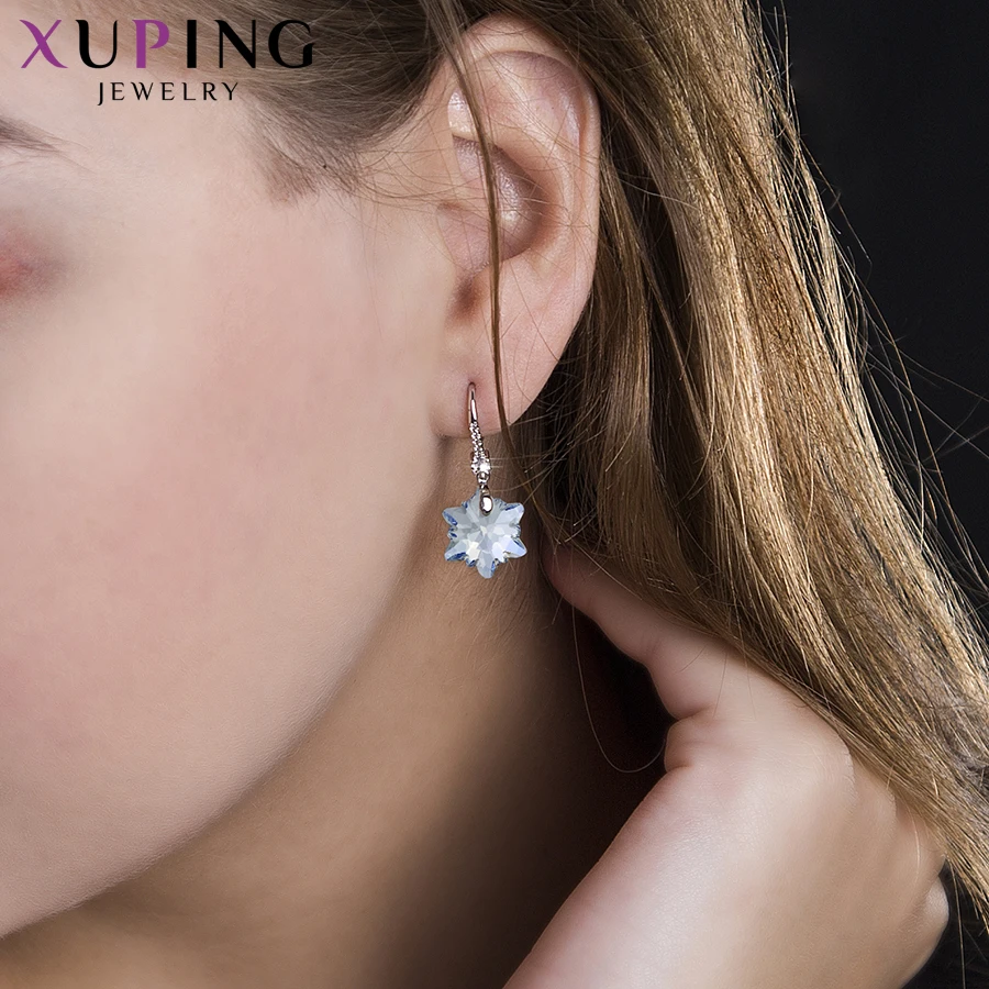 Xuping 11,11, серьги в форме снежинок, женские серьги с кристаллами Swarovski, гипоаллергенные романтические ювелирные изделия, семейные вечерние, подарочные M63-20220