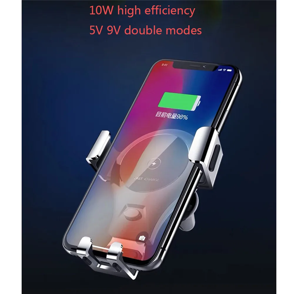 Автомобильное беспроводное зарядное устройство Qi для iPhone X 8 Plus держатель