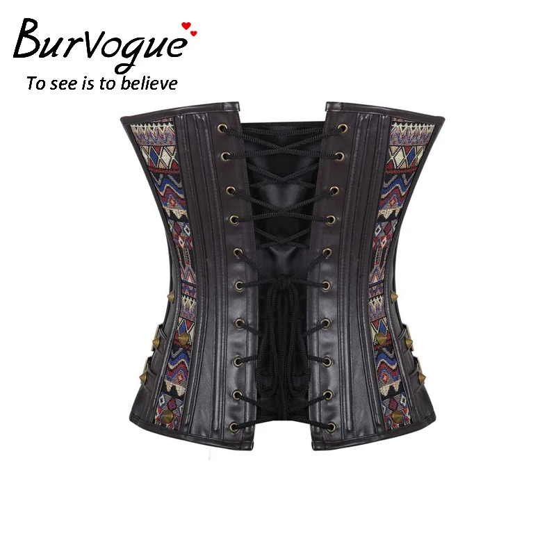 Burvogue новинка корсет в стиле стимпанк с регулируемой талией 14 стальных костей топ