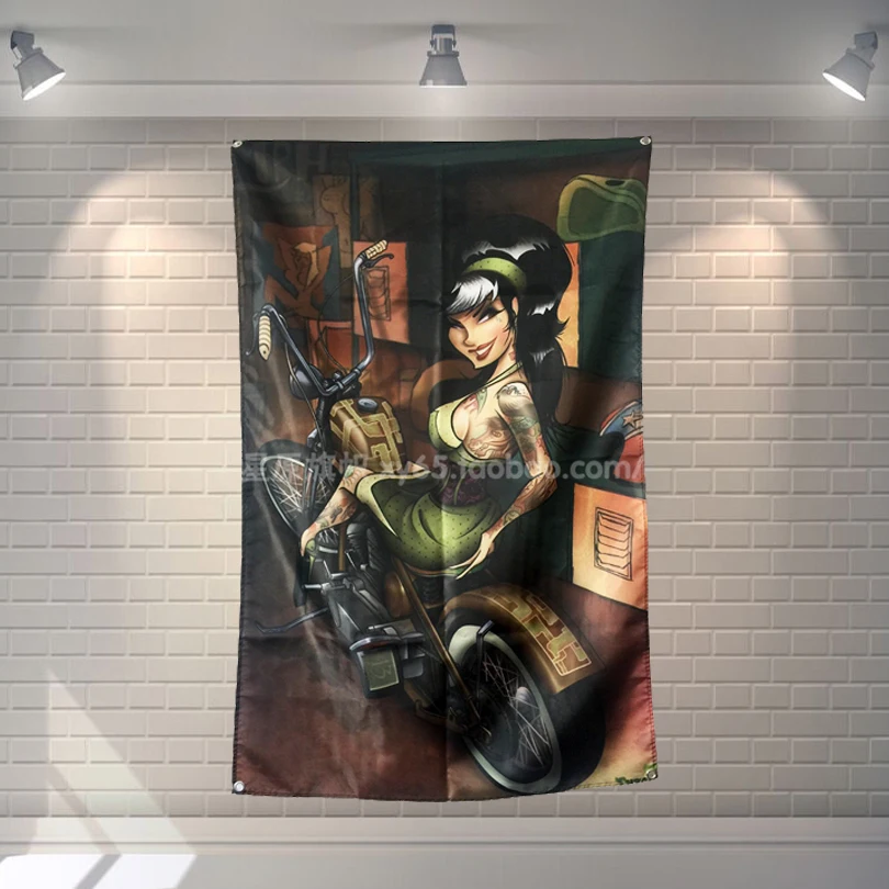 

"Locomotive girl" Pop Band Poster Cloth Flags Wall Stickers Hanging paintings Billiards Hall Studio Theme Home Decoration