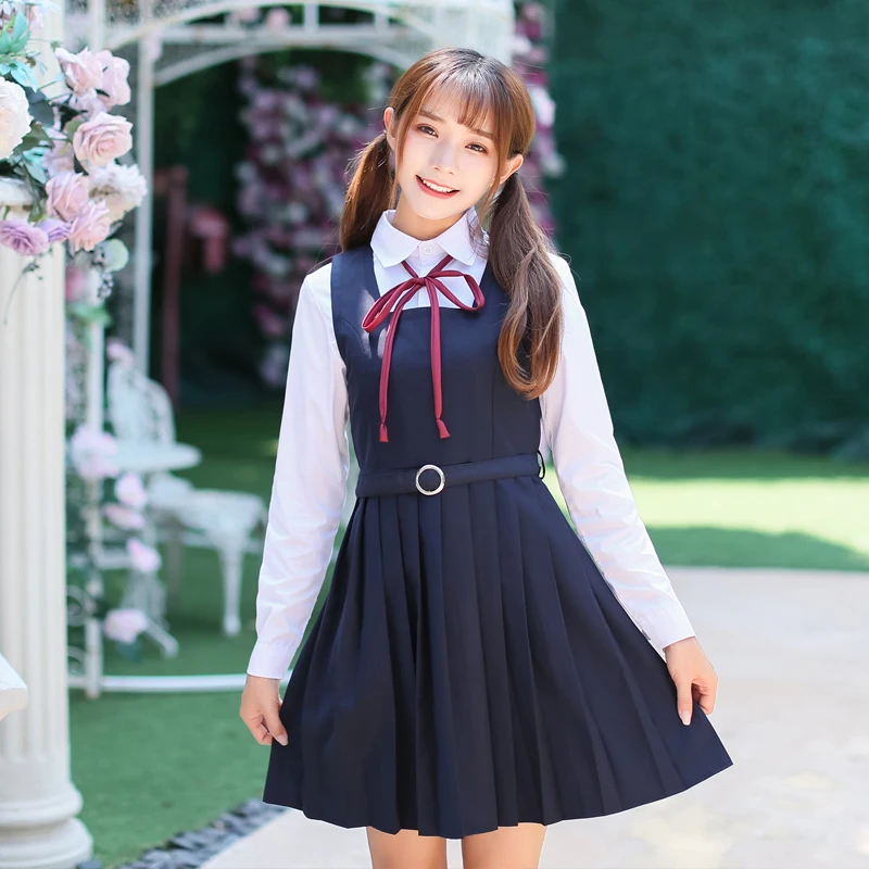 

Spring Japanese School students Girl Uniform Naval College Style Sailor Uniforms Suit Japanese Korea Girls Student Uniform Sets
