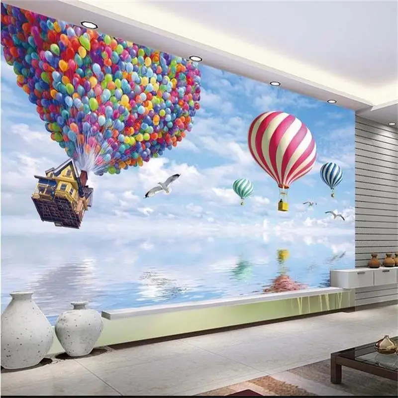 Детская комната обои на заказ 3d фотообои Диван ТВ фон Летающий дом 2 глобальная