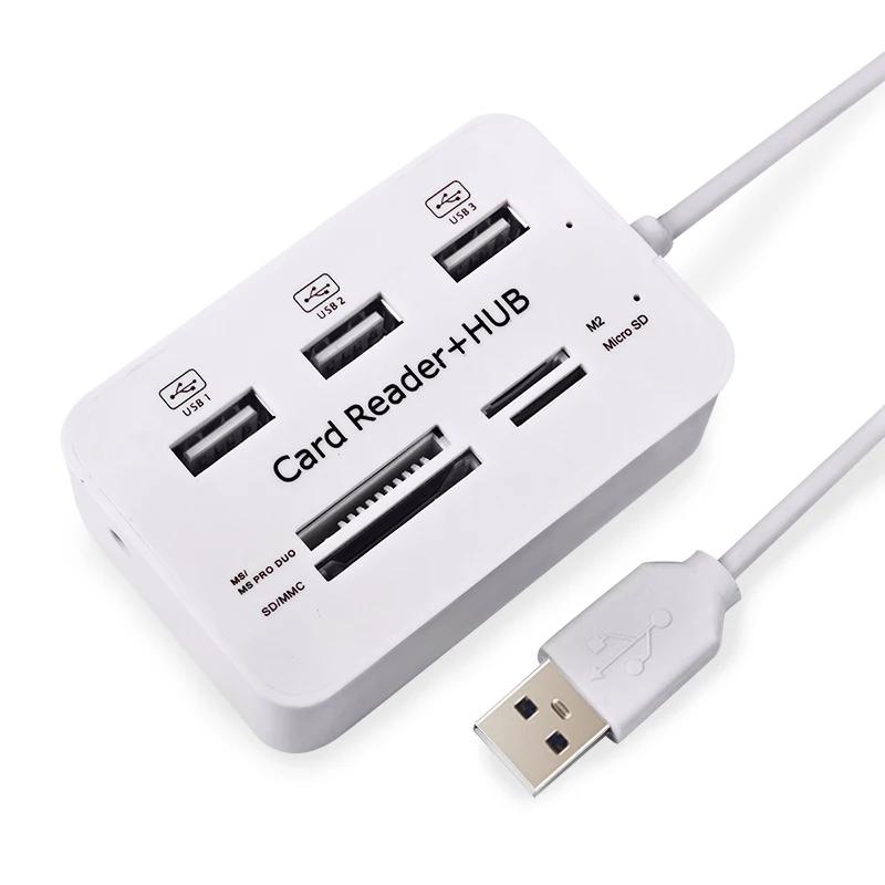 Мульти usb хаб 2 0 3 порта с кардридером USB сплиттер 480 Мбит/с комбо все в одном для MS M2
