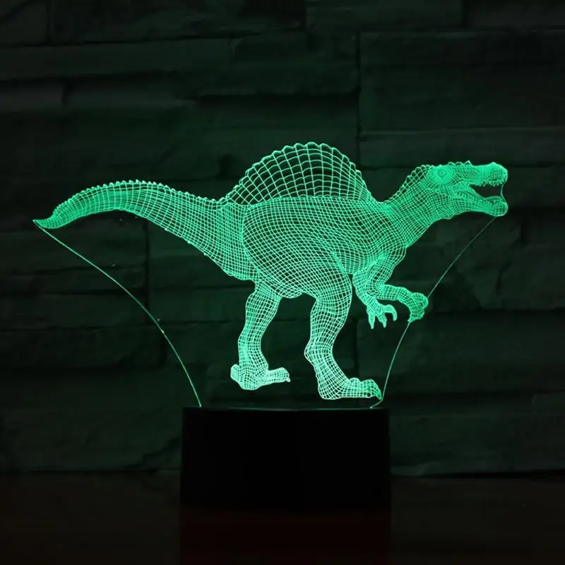 Новинка гигантспинозавр 3D лампа Иллюзия ночсветильник Светодиодная USB RGB