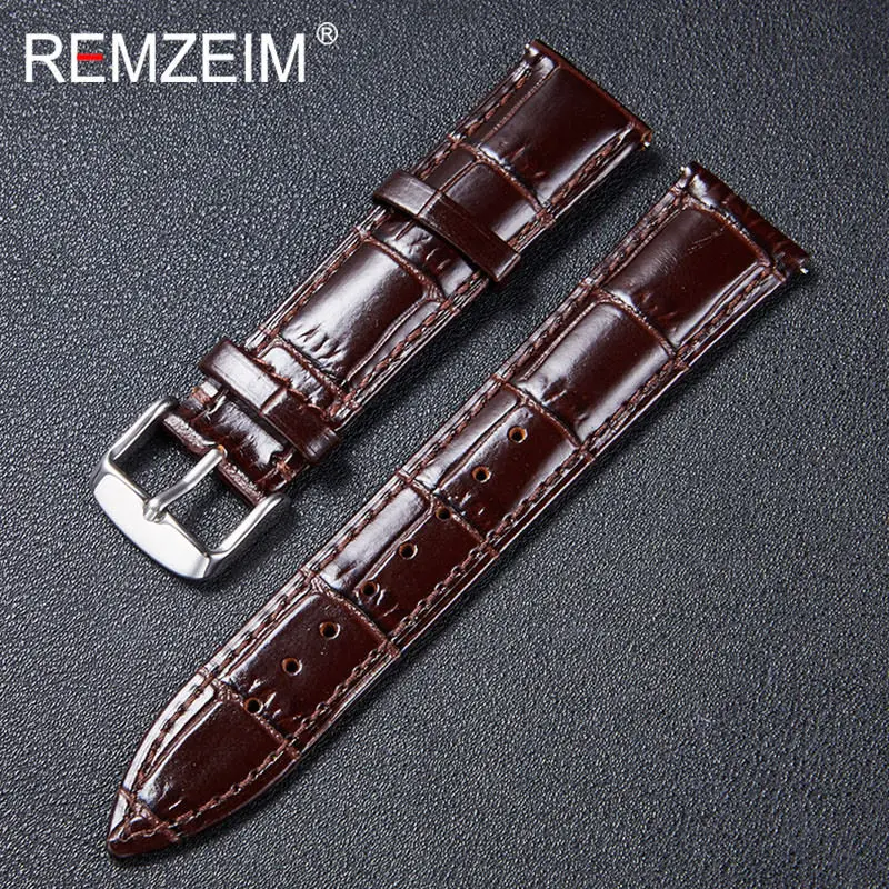 18mm 20mm 22mm Double Sided Genuine Leather Watch Band Strap Quick Release Cowhide Watchband Belt With Steel Buckle Free Tool