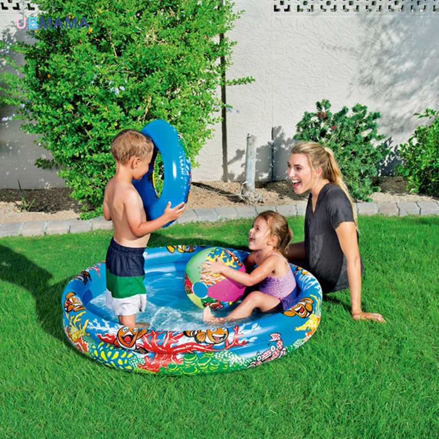 

Пластиковый надувной бассейн с изысканными узорами для мальчиков и девочек плавательный бассейн + плавательный круг + мяч детский морской 2-...