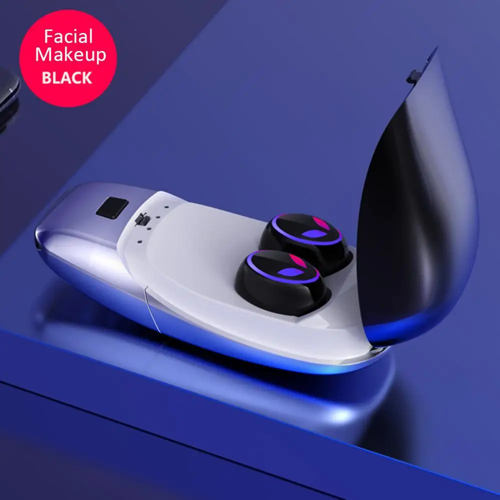 Black 1 CALETOP Bluetooth 5,0 наушники TWS настоящие беспроводные наушники HIFI 6D стерео музыкальные мини наушники с двойным микрофоном классная ламповая гарнитура - Цвет: Black 1
