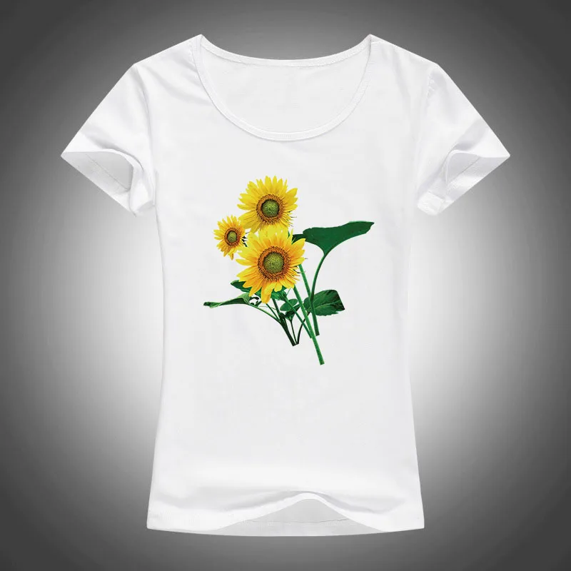 2016 летняя модная женская футболка с цветочным принтом и подсолнухами хлопковые