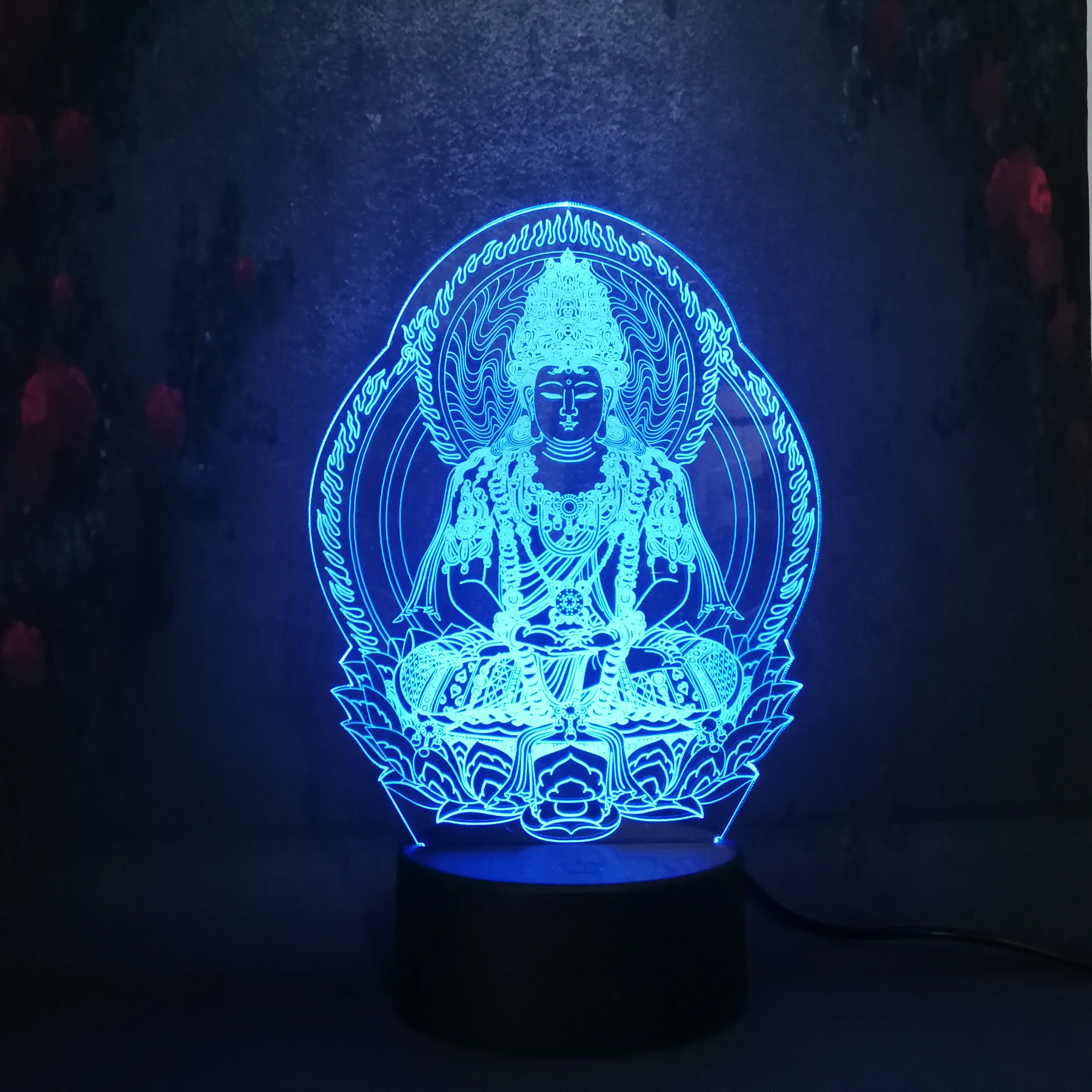 3D Будда Lampara LED Декор Ретро винтажная Атмосфера RGB лампа Освещение для дома