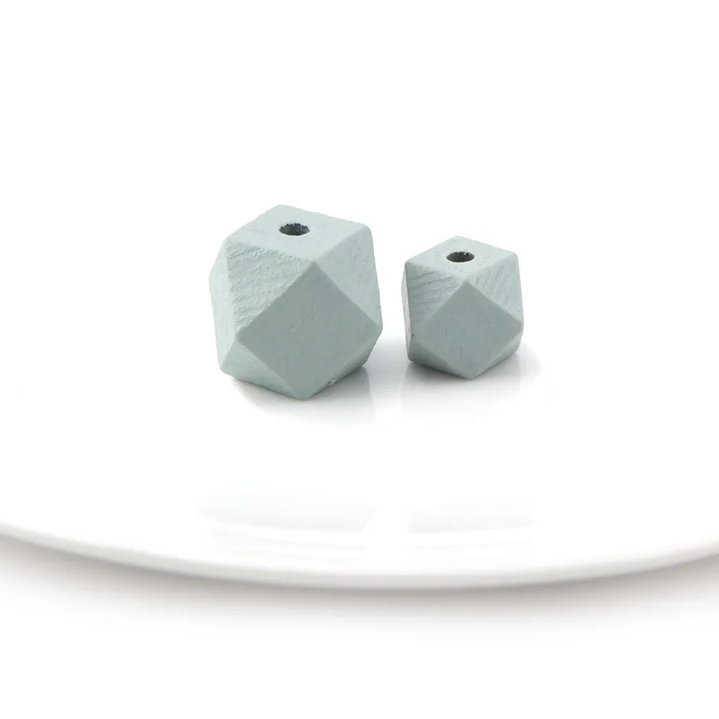 Light Blue 17 SANSHOOR, персонализированные шестиугольные радужные деревянные бусины, геометрическое дерево, ремесло для Diy, брелки для ключей, Женские Ювелирные изделия, Микс 15 мм 20 мм 40 шт - Цвет: Light Blue 17