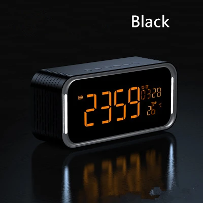 Black speaker Bluetooth динамик Повтор цифровой будильник AUX TF карта воспроизведения термометр большой светодиодный дисплей для спальни кухня отель стол - Цвет: Black speaker