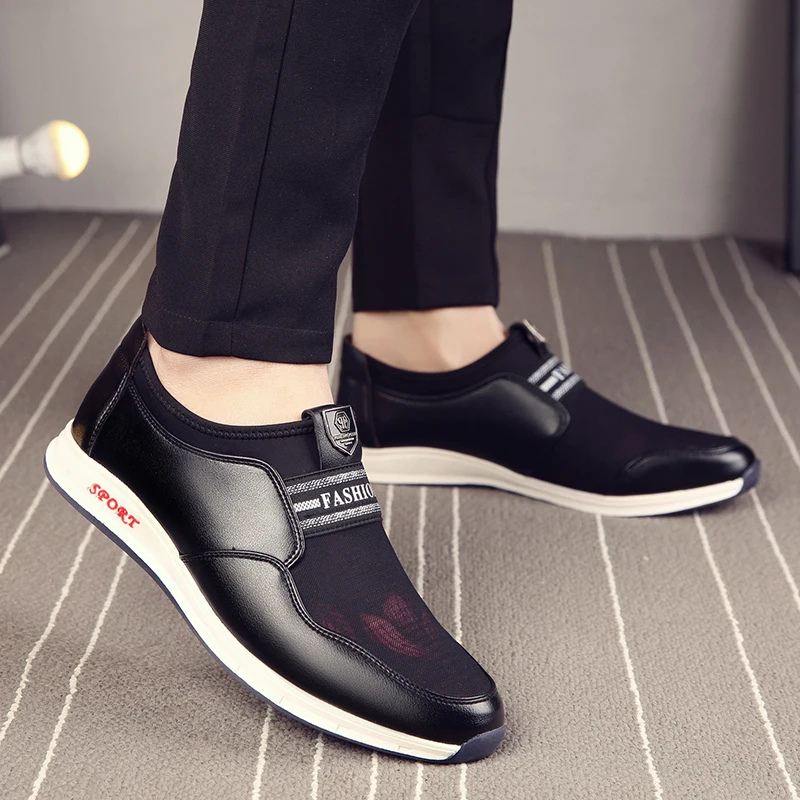 BIMUDUIYU Brand Fashion Slip-On Men Casual Shoes Microfiber Leather + Mesh cloth Comfortable Breathable Flat sneakers |