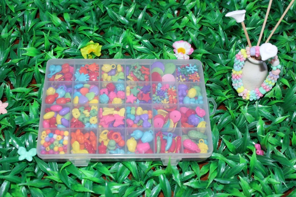 Более 420 шт. бусины для детских игрушек браслет ожерелье акриловые ткацкие ленты