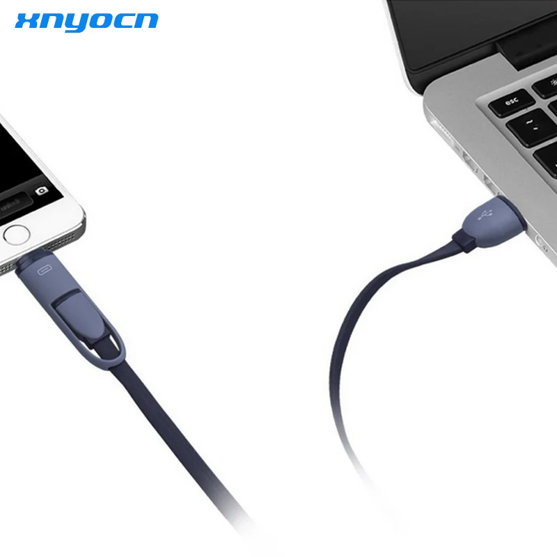 Автомобильное зарядное устройство с 2 портами 3 1 А двумя USB + в фута 8 pin и Micro кабель