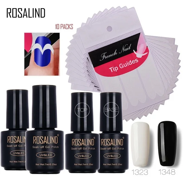 Гель для ногтей Rosalind 7 мл * 4 + 10 шт. набор самостоятельной сборки французский