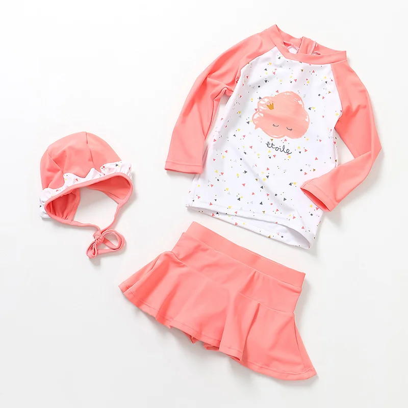 Детский розовый комплект бикини с рисунком из мультфильма лето 2019 купальный