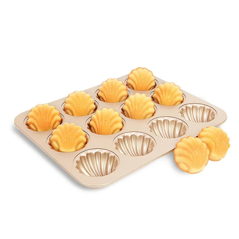 12 Cavity Financier Madeleine Seashell Shaped Baking Pan Nonstick Cake Mold Kitchen Biscuit Bakeware