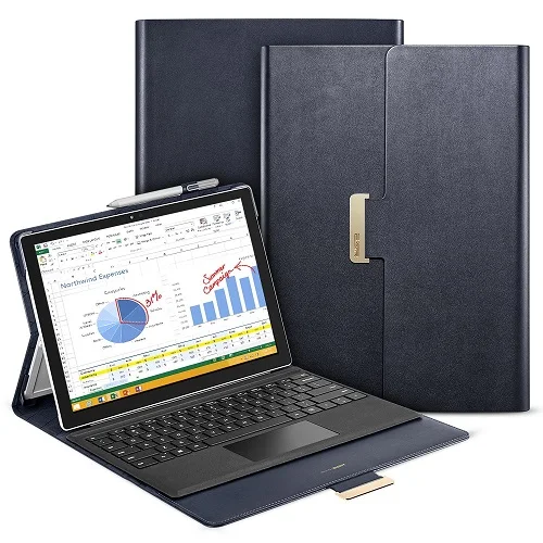 Чехол для Surface Pro /Pro 4, ESR Бизнес Стиль из искусственной кожи Встроенная подставка с несколькими углами обзора Чехол-книжка - Цвет: Ming Blue