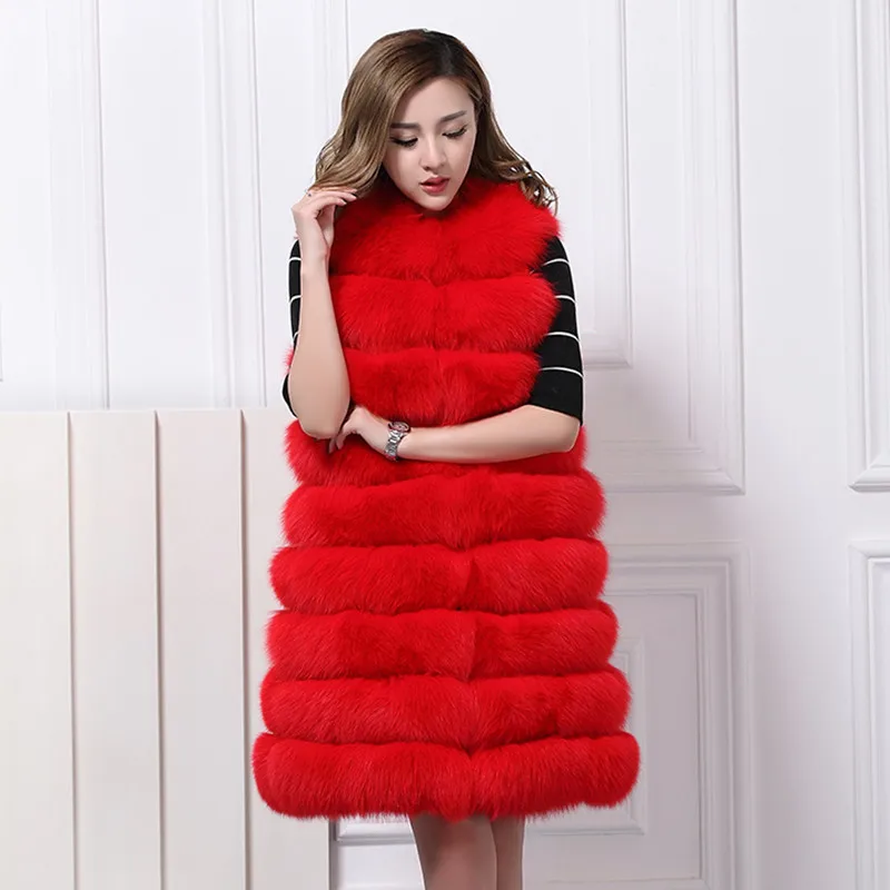 Роскошный жилет из натурального меха лисы осенне зимний женский с мехом длинная