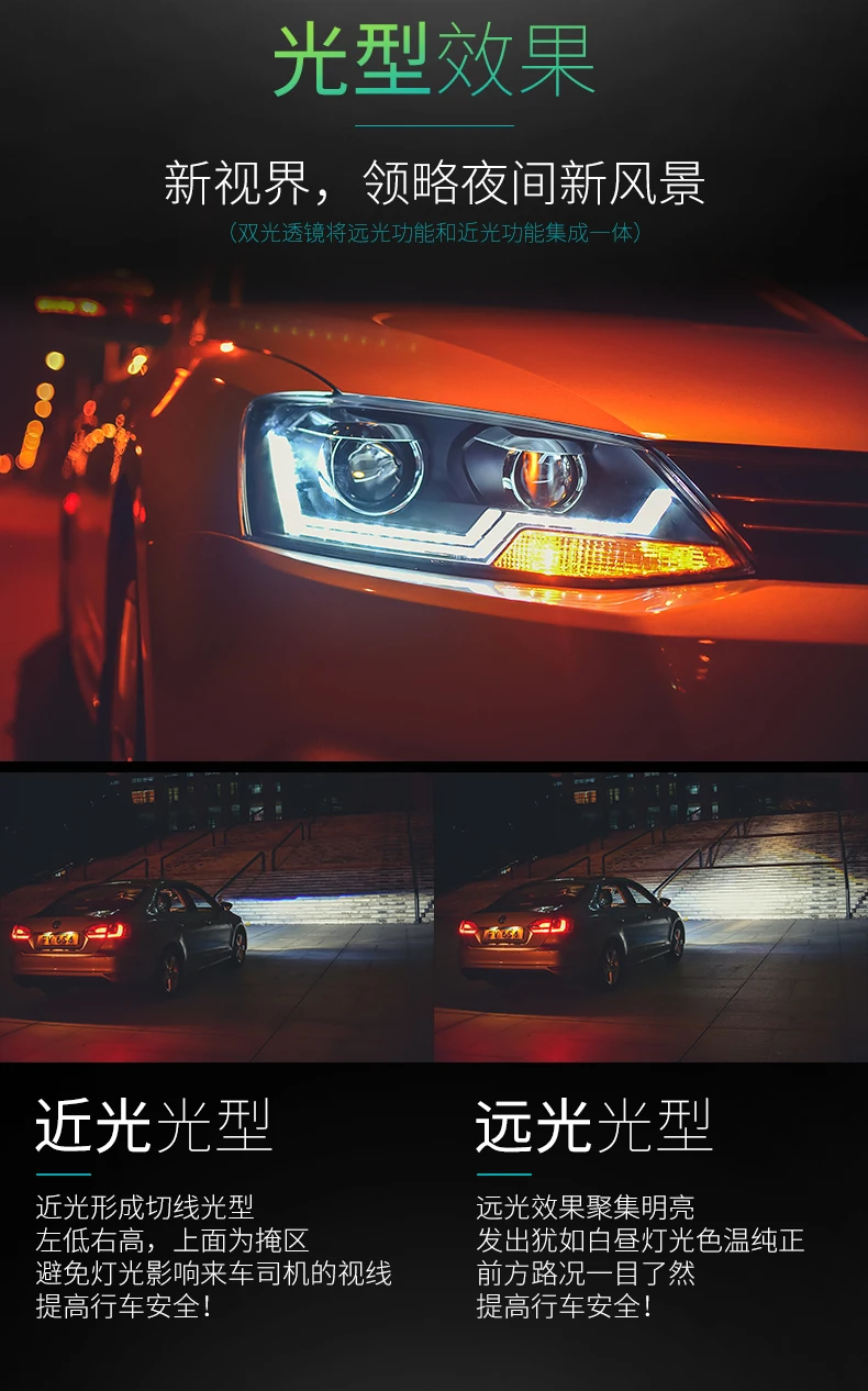 Doxa 2 шт. автомобильный стиль светодиодный фары для VW Jetta 2011- для Jetta Головной фонарь светодиодный объектив двойной луч H7 HID Xenon bi xenon объектив