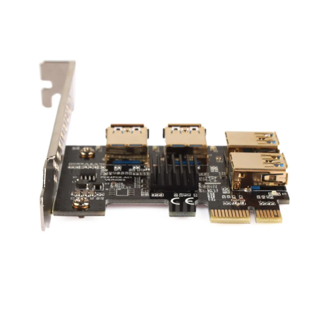 PCI E Express Riser Card 1x до 16x1 4 USB 3 0 слот множитель концентратора адаптер для Bitcoin добыча