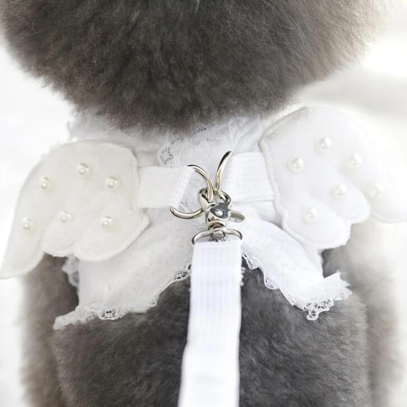 2017 милый питомец жемчуг Ангел жгут жилет ошейник Собака нагрудный ремень поводок