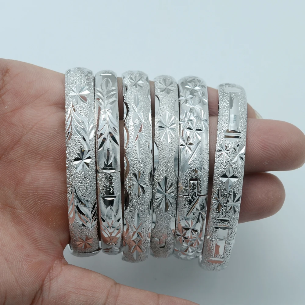 Anniyo (ONE Piece) Can Open Bangle for Women Silver Color Eritrea/Ethiopian Bracelet Bangles African/Arab/Dubai Jewelry #000125 | Украшения