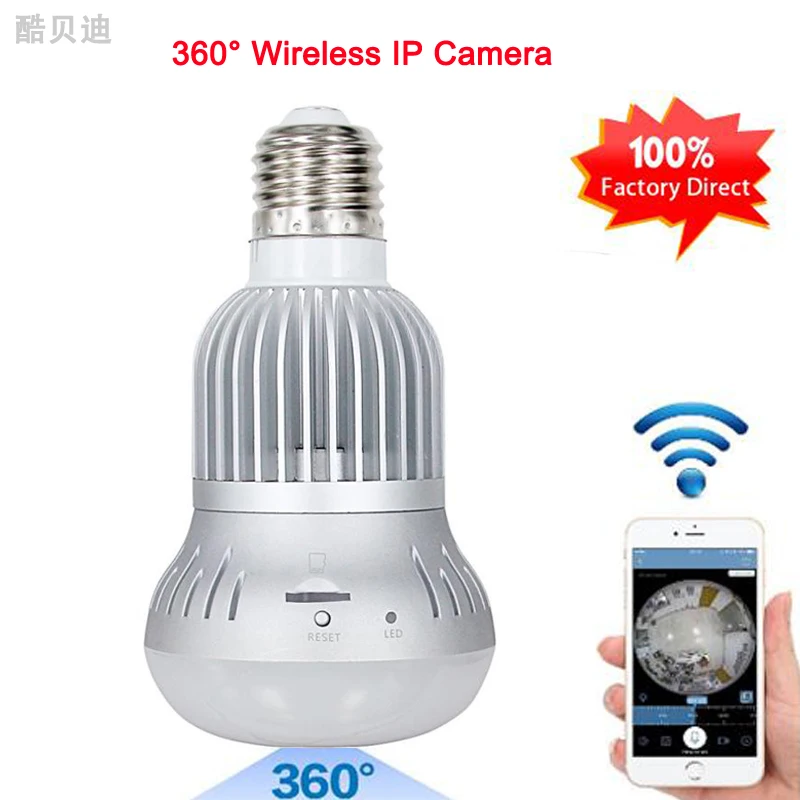 Высококачественная Беспроводная IP камера с лампочкой Wi Fi рыбий глаз HD 960P 360