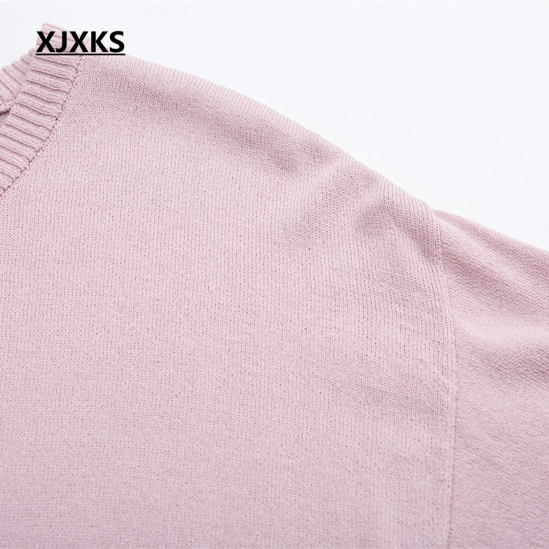 XJXKS Women Sweater Linen Knitwear Hot Sale Summer New Arrival Short Tops Thin Pullover Clothes Knitted Jumper | Женская одежда