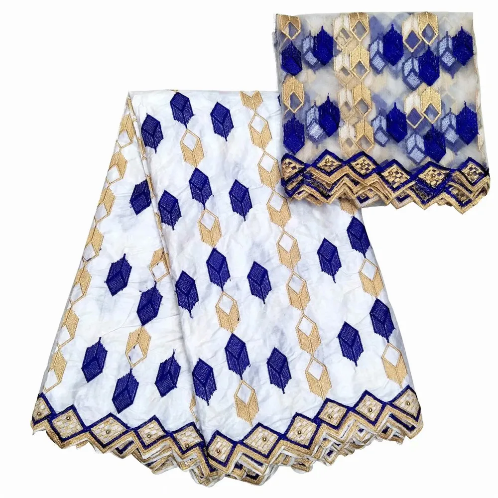 White bazin riche brode getzner 2018 tissu africain coton fabric with 2yards lace african 7yards/lot AJ7-2 | Дом и сад