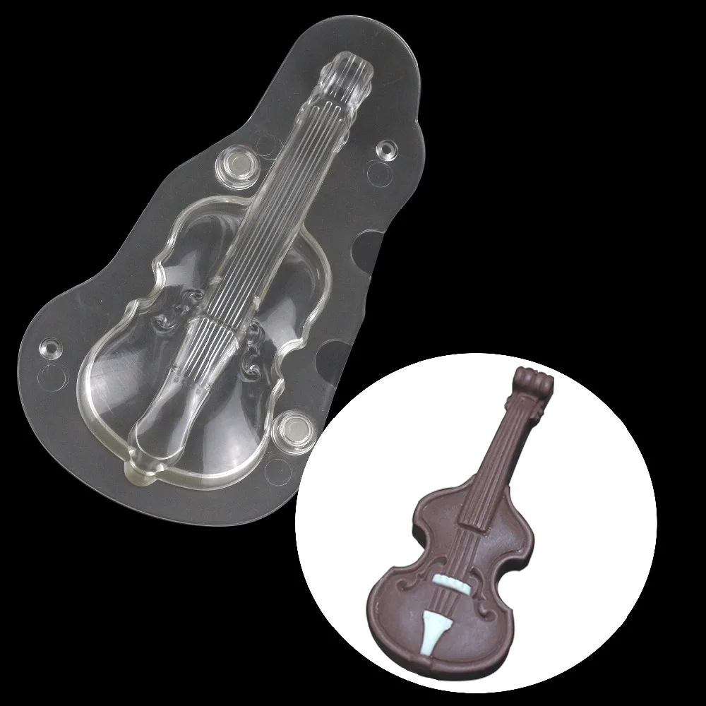 Violin Music 3D Chocolate Mold Polycarbonate Diy Decorating Tool For Cake Pastry Confectionery Inventory Candy Mould For Bakking
