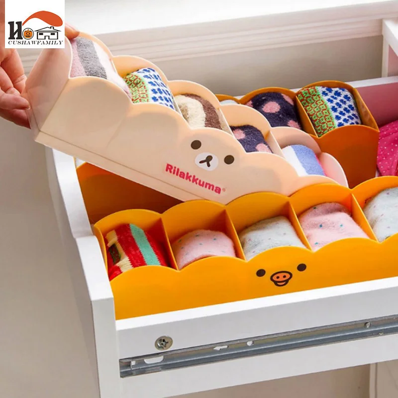 Многофункциональная Пластиковая Коробка для хранения CUSHAWFAMIY bear 5 ячеек нижнее