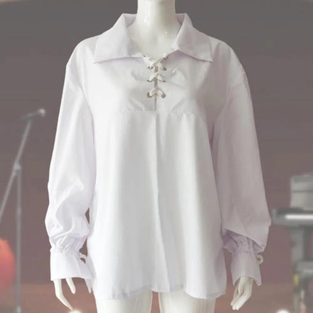 Белая рубашка в средневековом стиле мужские футболки с длинным рукавом и на